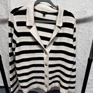 Black and Cream Striped Women's Sweater, J. Jill
